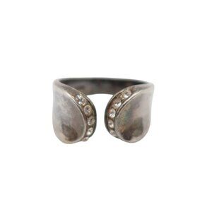 Sterling Silver 925 Rhinestone Wrap Ring Size 7 Patina/Tarnish